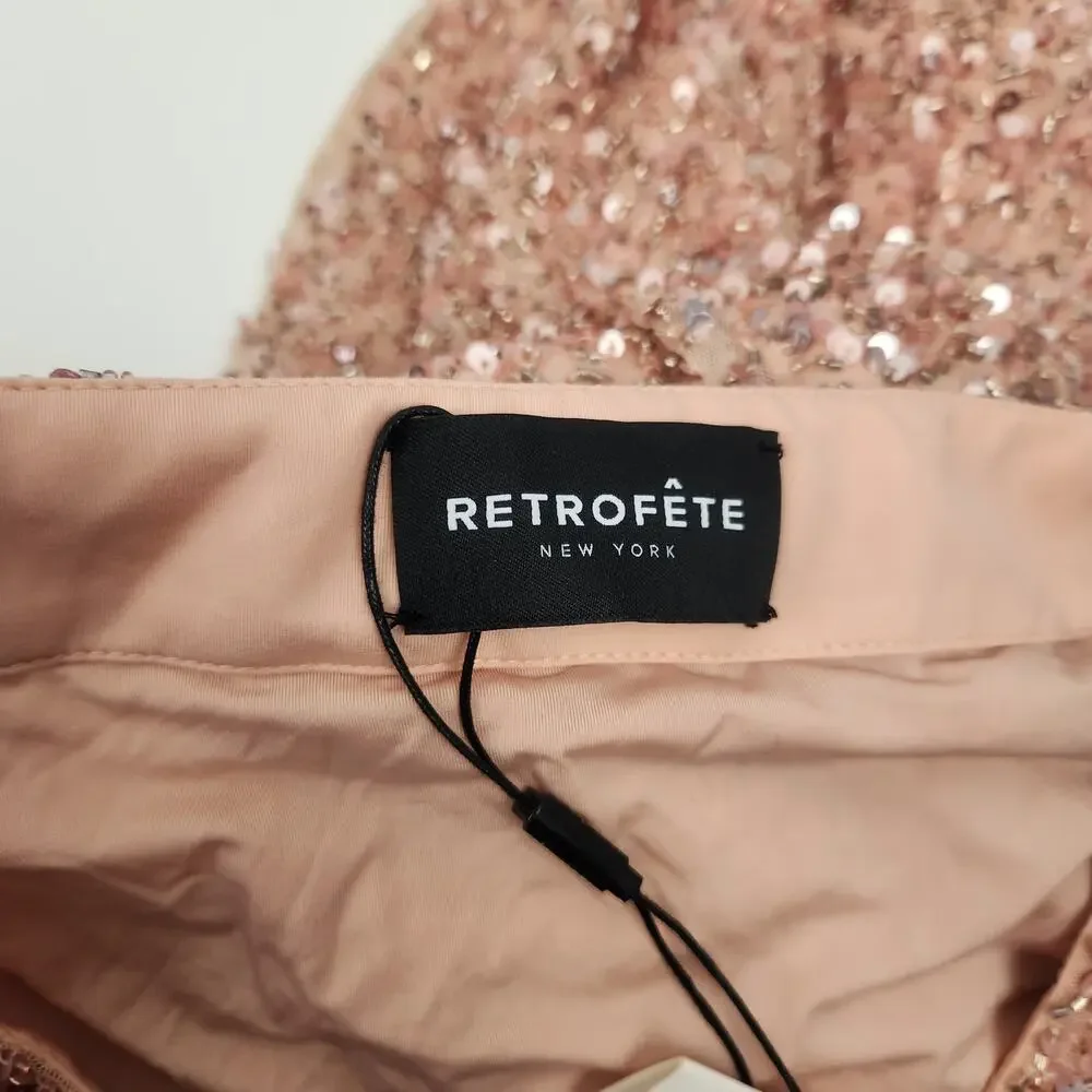 Retrofete Lowe Sequin Beaded Skirt in Dusty Peach Midi Size Small - Picture 9 of 9